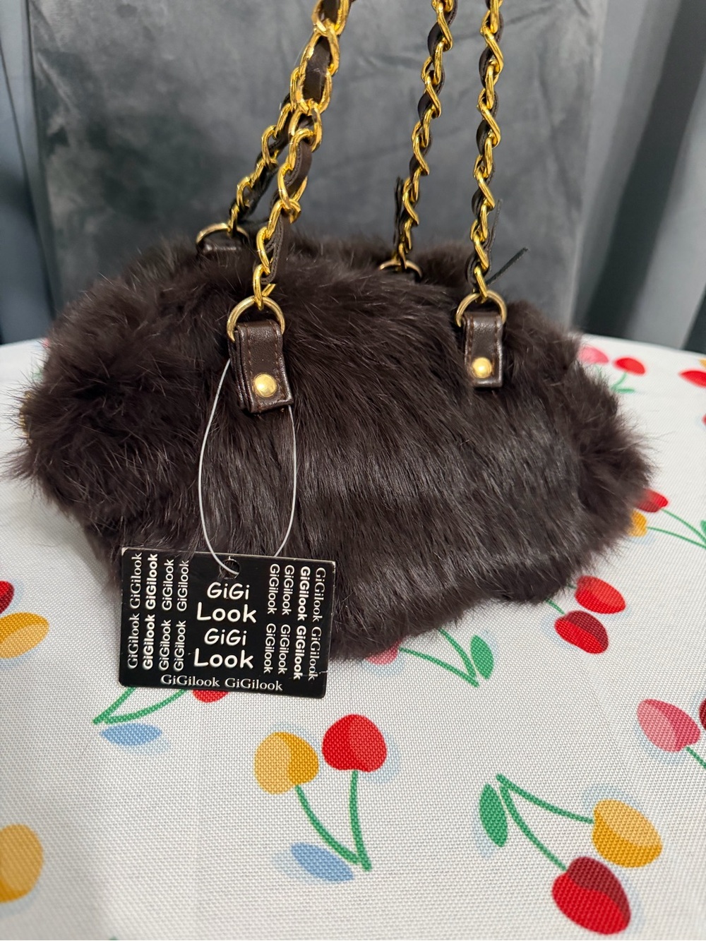 Brown Faux Fur Chain-Handle Women’s Handbag